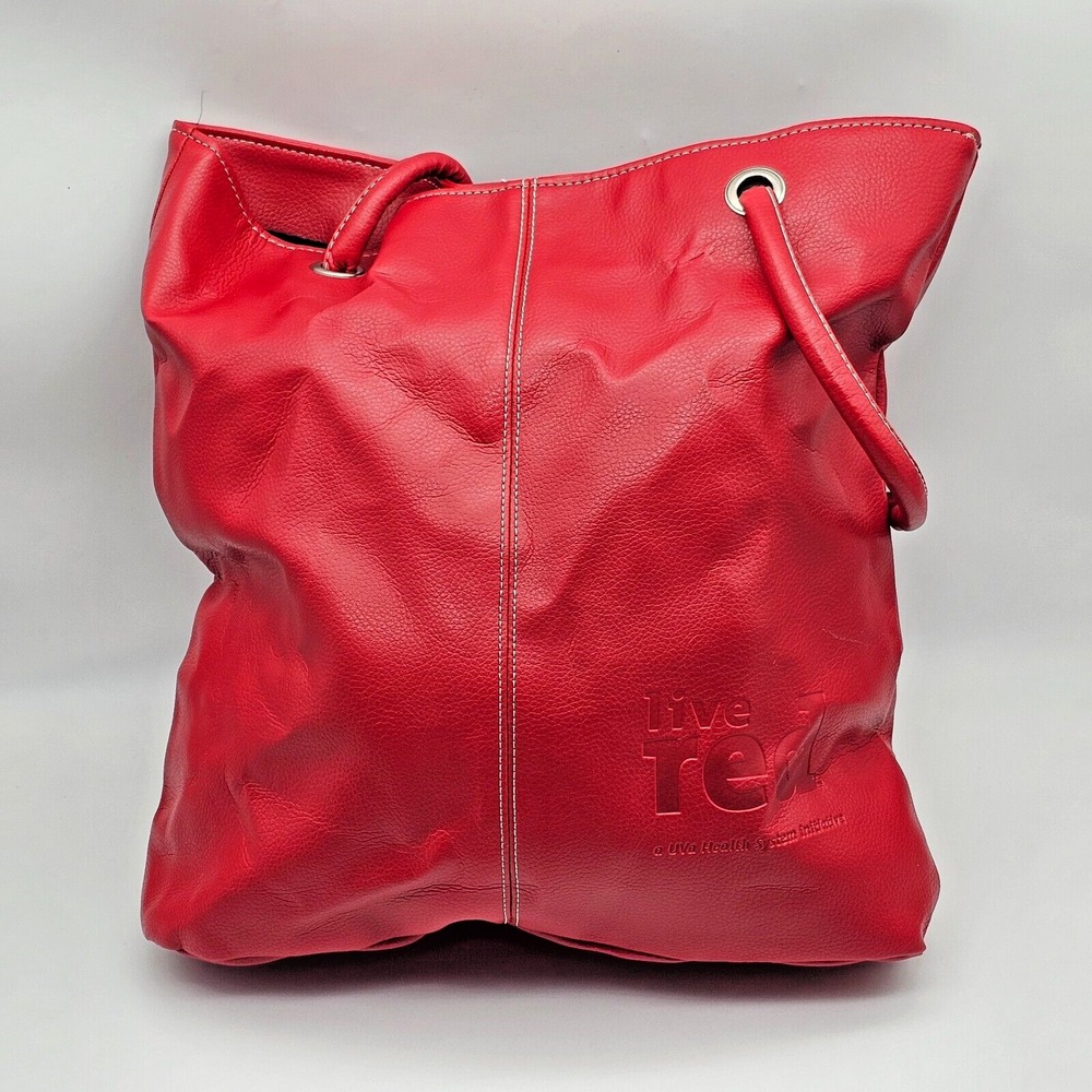 University of Virginia UVA Live Red PVC Vinyl Tote Shoulder Bag Snap Closure